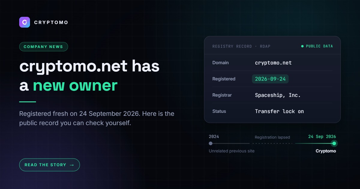 cryptomo.net Has a New Owner: Here Is the Public Record
